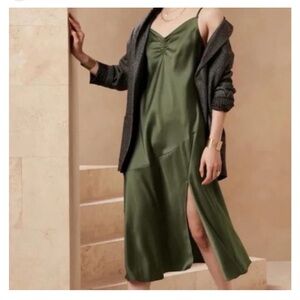 NWT Banana Republic Ruched-neck Midi Slip Dress